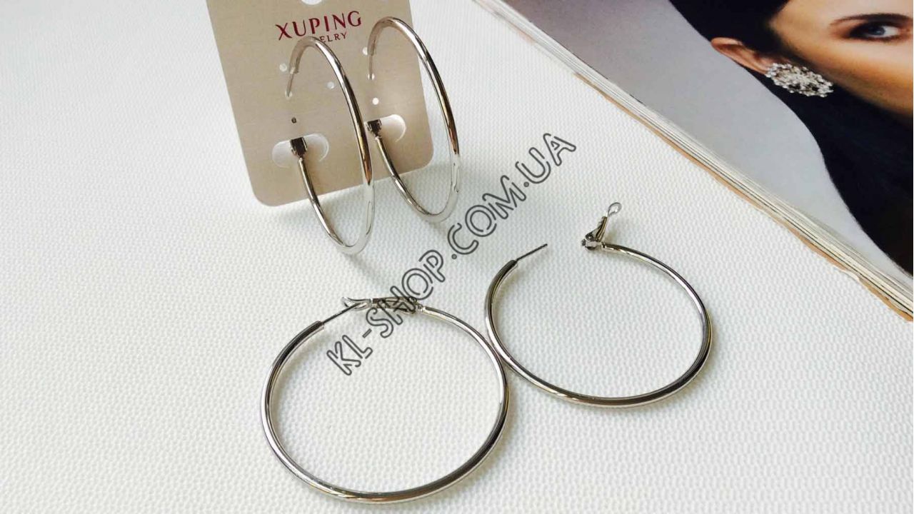 Серьги кольца Xuping (серебро), 5 см Серьги кольца Xuping (серебро), 5 см