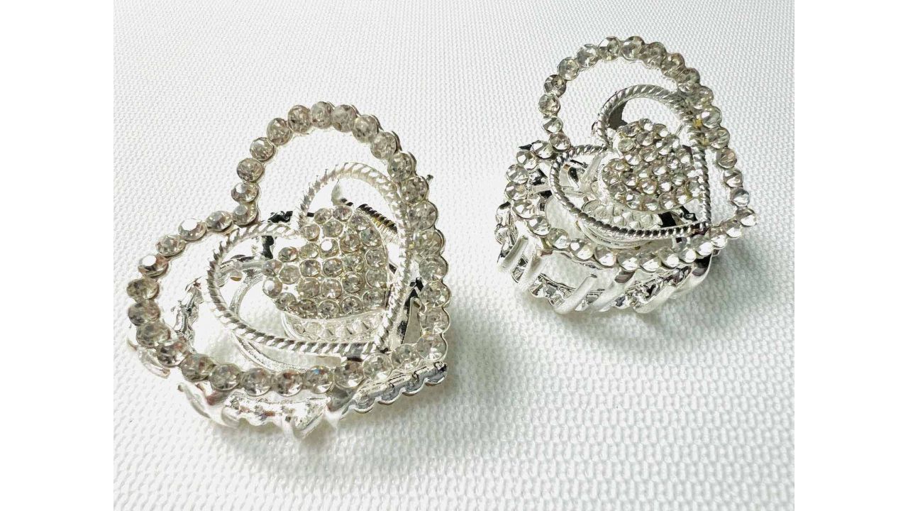 Заколка краб металл "Сердце" (серебро), 4 см Заколка краб металл "Сердце" (серебро), 4 см