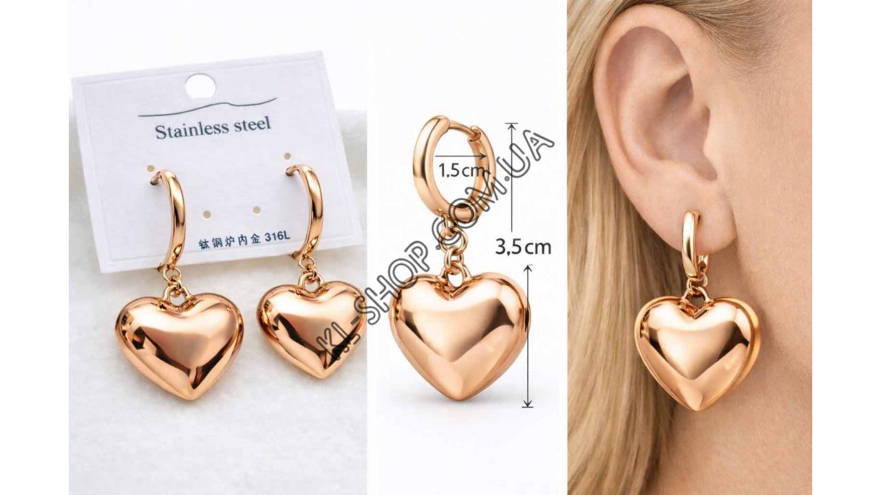 Серьги "Сердечки", романтичные и вдохновляющие, 1,5 х 1,4 см Серьги "Сердечки", романтичные и вдохновляющие, 1,5 х 1,4 см