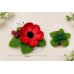 Заколка – утка в украинском стиле, мак с калиной, 12 см